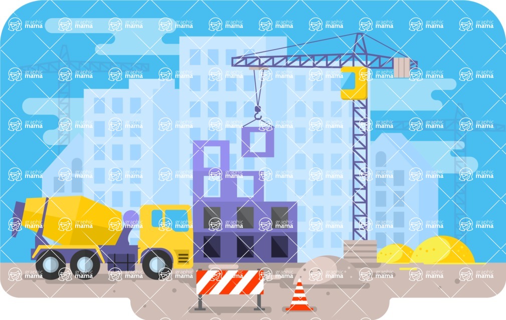 Vector Landscape Mega Bundle - Colorful Building Construction Vector Background